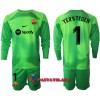 Virallinen Fanipaita + Shortsit Maalivahdin Pitkähihainen FC Barcelona Ter Stegen 1 Kotipelipaita 2022-23 - Lasten